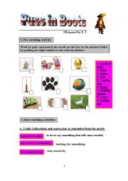 English Worksheet: Puss in Boots-Teaching English With Movies