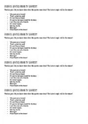 English Worksheet: FAMOUS QUOTES FROM TV SHOWS