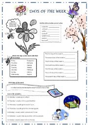 English Worksheet: Days of the week