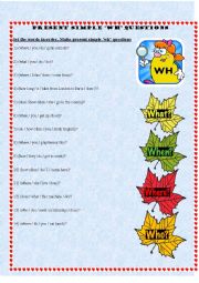 English Worksheet: Simple Present Wh Questions