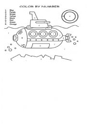 English Worksheet: Submarine Paint by Number 