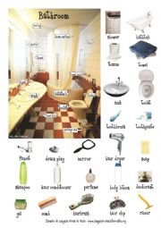 English Worksheet: The house: the bathroom flash card