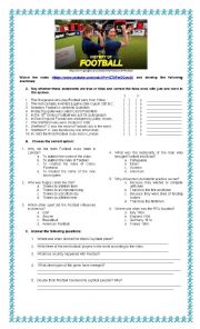 English Worksheet: HISTORY OF FOOTBALL/SOCCER