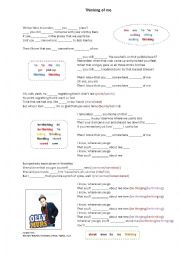 English Worksheet: thinking of me