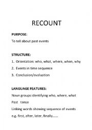 English Worksheet: Recount