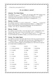 English Worksheet: Do you believe in ghosts? Multiple Choice FCE 