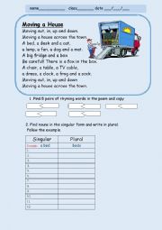 English Worksheet: Moving out- a poem