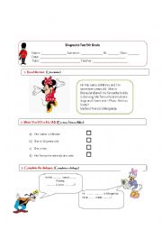 English Worksheet: 5th grade diagnostic test