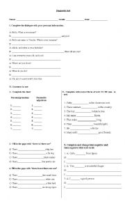 English Worksheet: Diagnostic test