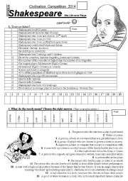 English Worksheet: Shakespeare