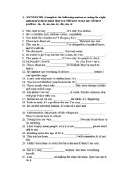 English Worksheet: Antonyms