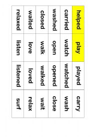 English Worksheet: Past Tense Regular Verbs Domino