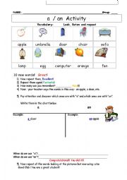 A / AN WORKSHEET