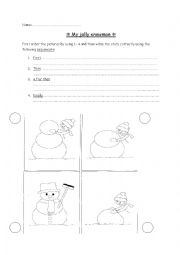 English Worksheet: My jolly snowman: Sequencers