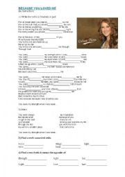 English Worksheet: because you loved me