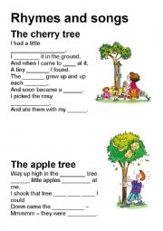 English Worksheet: Rhymes and Songs with gaps