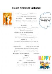English Worksheet: Happy (Pharrael Williams) Despicable Me 2 Soundtrack 