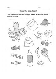 English Worksheet: Keep the sea clean!