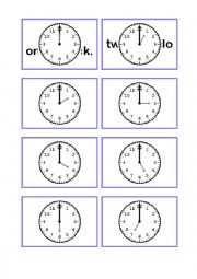 English Worksheet: Telling time cards part 1