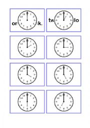 English Worksheet: Telling time cards part 1