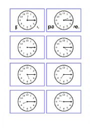 English Worksheet: Telling time cards part 2