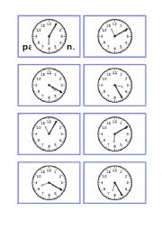 English Worksheet: Telling time cards part 3