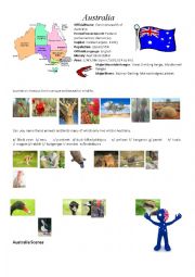 English Worksheet: Introduction to Australia Picture Sheet