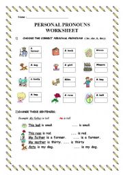 English Worksheet: Personal Pronouns