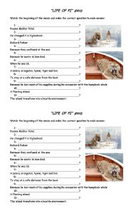 English Worksheet: Life of Pi 