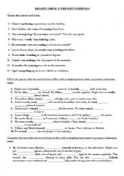 English Worksheet: Present simple and continuous
