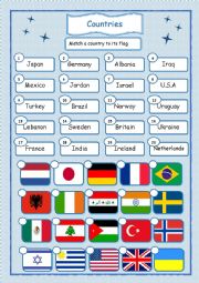 English Worksheet: Countries and flags