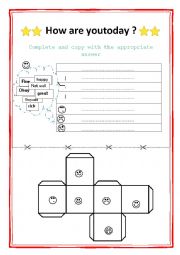 English Worksheet: how are you today ? 1 activity 1 die to roll