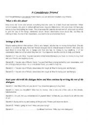 English Worksheet: A considerate friend (guided role play)