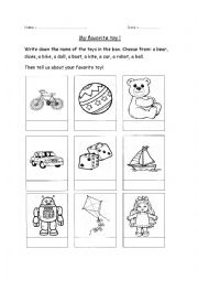 English Worksheet: My favorite toy.