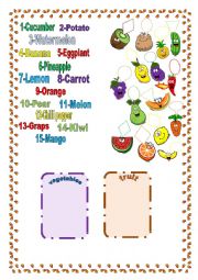 English Worksheet: Fruit and Vegetables