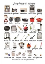 English Worksheet: The house: the kitchen utensils and appliances (1)