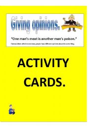 giving opinions activity cards.