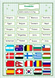 English Worksheet: Countries and Flags -2