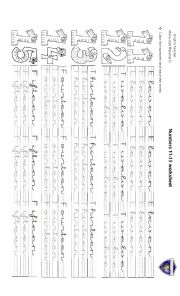 English Worksheet: numbers 11-15