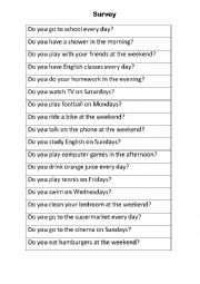 English Worksheet: Class Survey