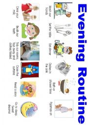 English Worksheet: evening routines