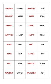 English Worksheet: Past Participle Verbs Domino