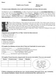 English Worksheet: Evaluation worksheet for begginers