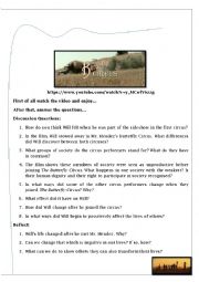 English Worksheet: The butterfly circus!