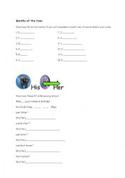 English Worksheet: Whens his or her birthday?