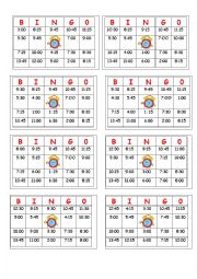 English Worksheet: Telling Time - BINGO