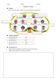 Worksheet -- family relationship and family tree