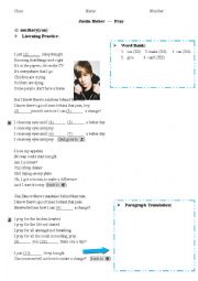 English Worksheet: Song -- Pray by a Justin Beiber (auxiliary:can)