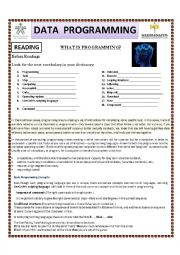 English Worksheet: WHAT IS PROGRAMMING - SYSTEM ENGINEERING WORKSHEET