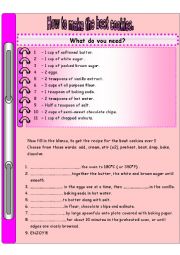 English Worksheet: How to make the best cookies.